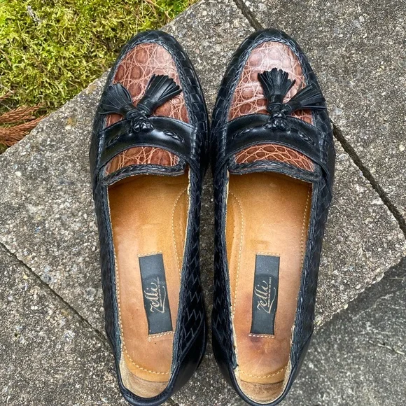 ZELLI Genuine Crocodile Alligator Loafers Slippers Shoes 9M ZELLI Genuine Crocodile Loafers Shoes Tassels Slip on Mens  main image 4